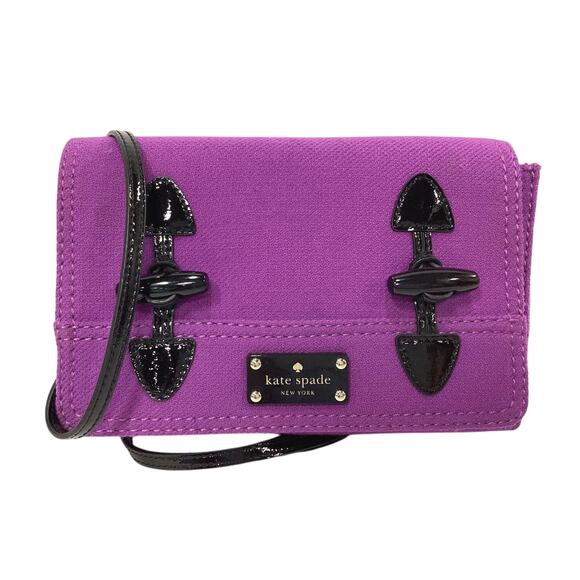 Kate Spade Purple Tweed & Black Patent Leather Toggle Accent Crossbody Rare EUC - Picture 1 of 12